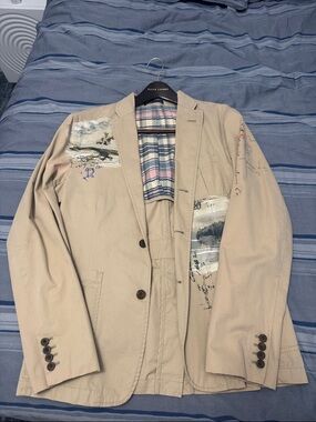 Ralph Lauren Beige Cotton Shirt Jacket with Painted Accents